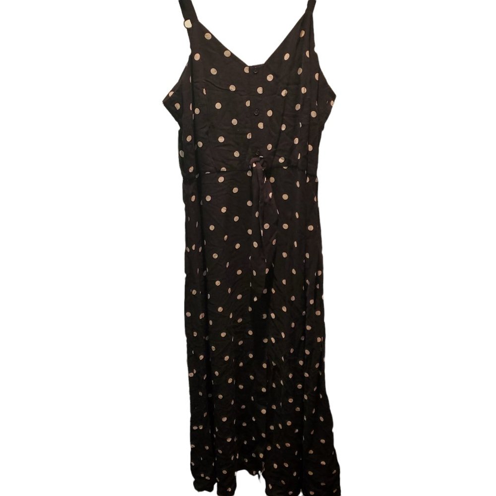 Polka Dot Tie Front Maxi Dress